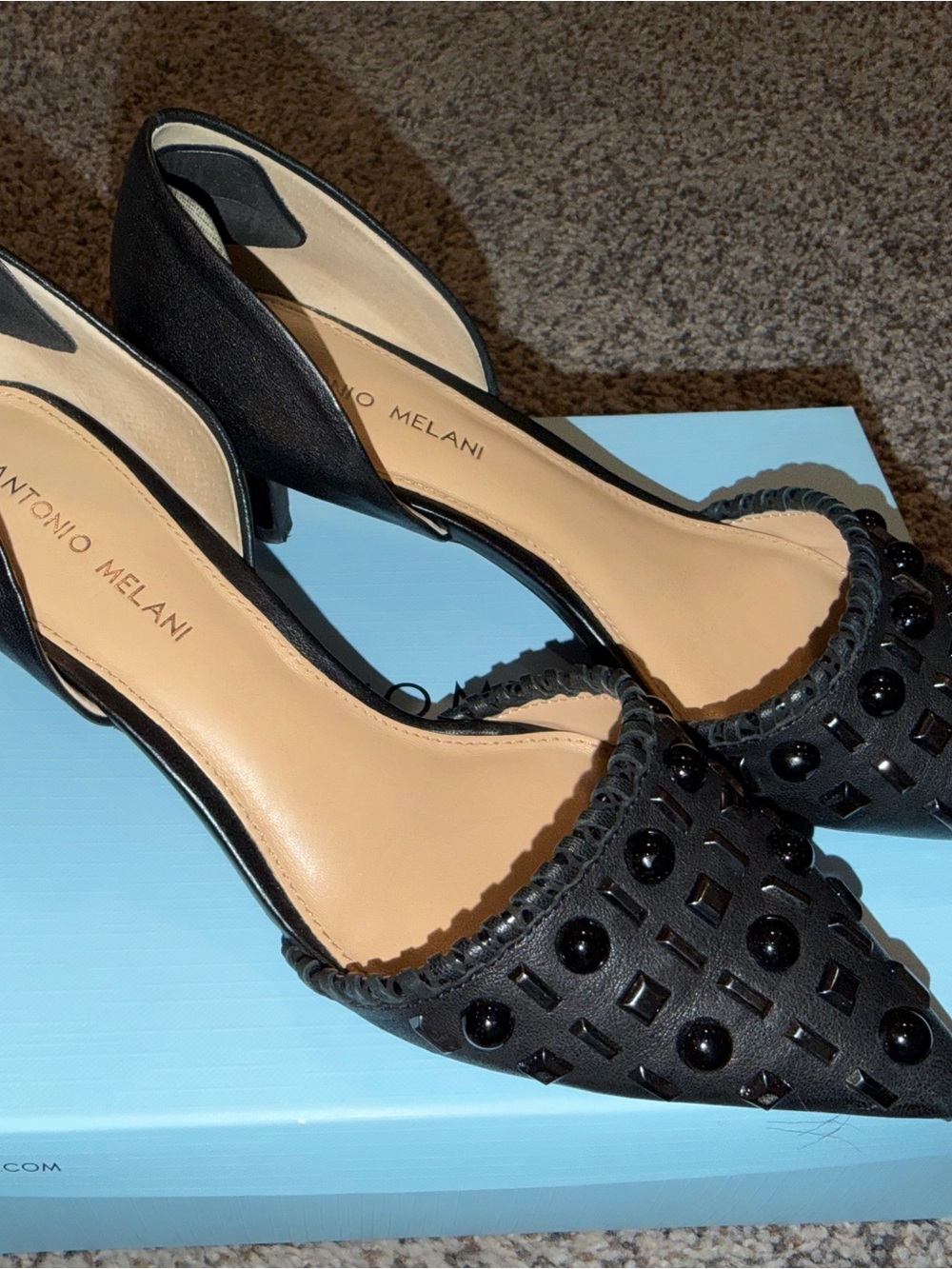 Antonio Melani kitten heel  Black Embellished Women's Heels size 8 1/2. EUC
